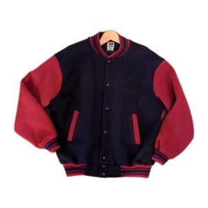 VINTAGE Fruit of the Loom Jacket  Blue Red Varsity Bomber Mens Sz Large